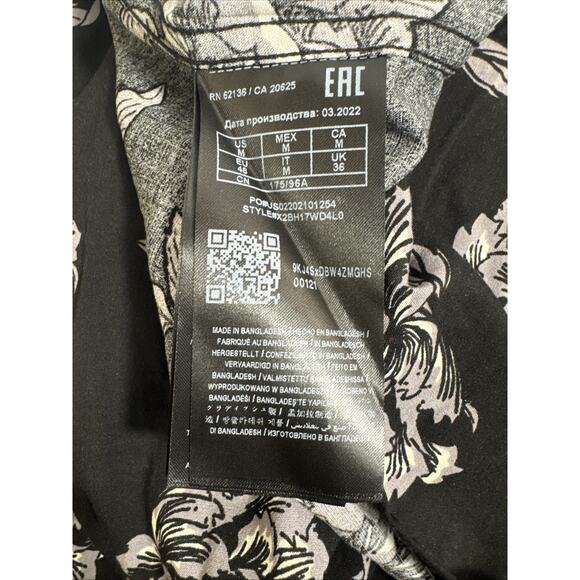 GUESS Men’s Size Medium Black/White Floral Slim Fit Shirt Stretch Long Sleeve - Picture 9 of 10